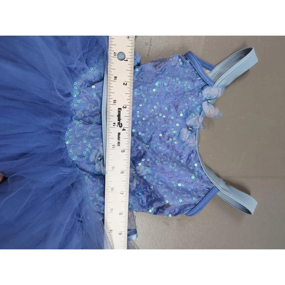 Weissman Girls Blue Sequin 3D Floral Dance Costume Tutu Dress 17404 XSC